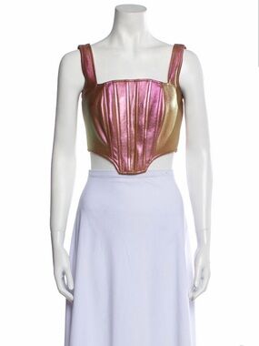 Nicholas Metallic Pink-Gold Corset Crop Top